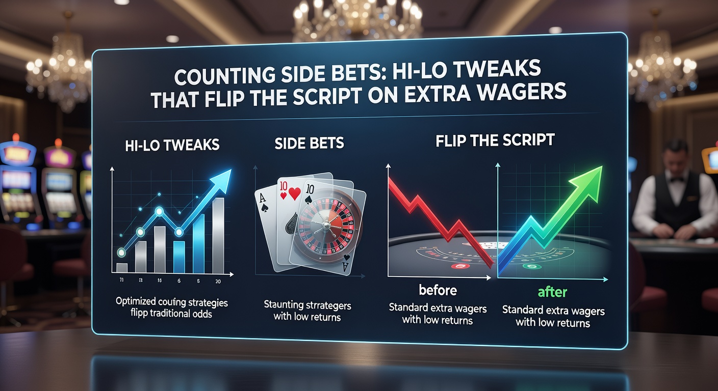 Detaillierte Tabelle mit Hi-Lo-Werten für Side Bets und Beispielen für True Counts bei verschiedenen Wetten