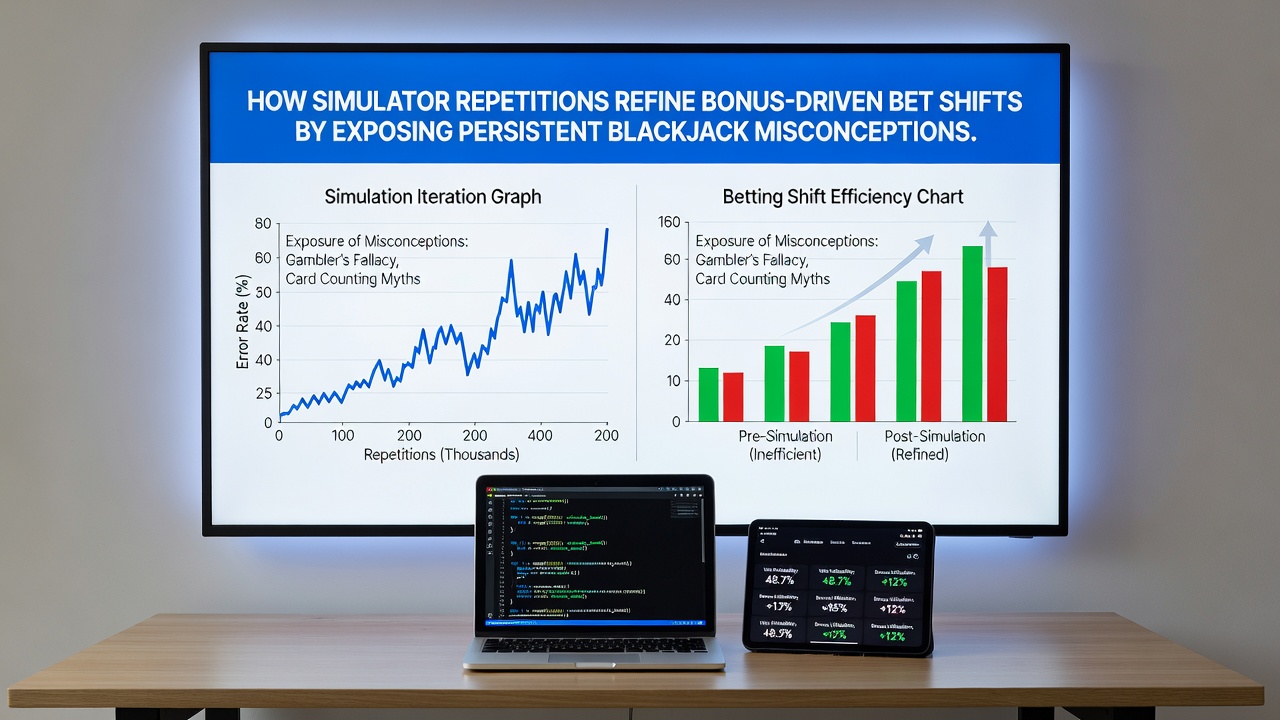 Detailed view of bet shift graphs generated from simulator repetitions in blackjack training