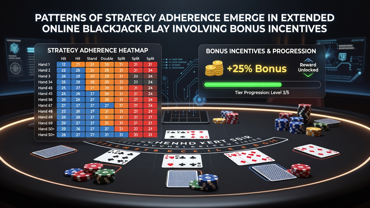 Grafische Darstellung von Adhärenzraten in Blackjack-Sitzungen mit und ohne Bonus