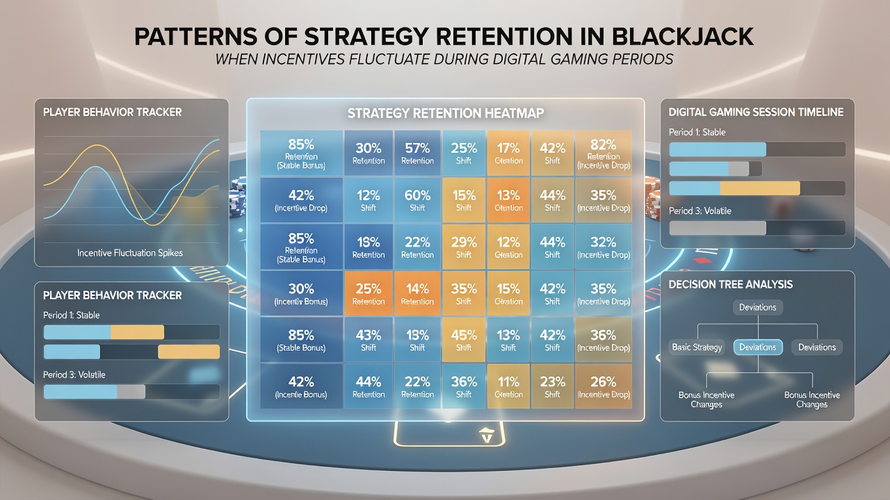 Diagramm mit Kurven zu Strategie-Retention-Raten bei schwankenden Boni in Blackjack-Simulationen