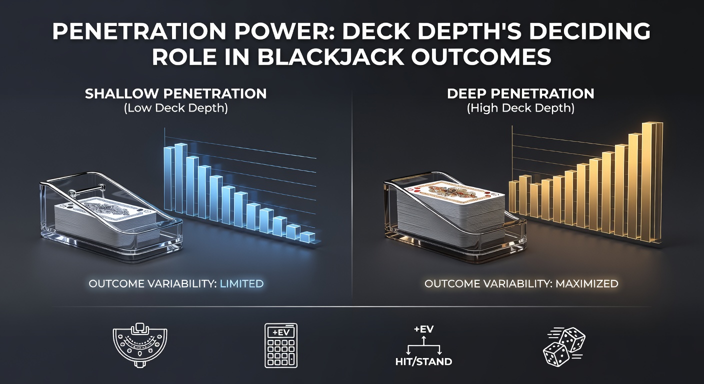 Tabelle mit Penetration-Prozentsätzen und daraus resultierenden Hausvorteilen in verschiedenen Blackjack-Varianten